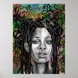 Nature Woman and Birds Poster Impressão - Pintura