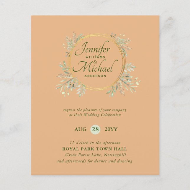 Natureza Almoça Casamento Verde Russo Boho (Frente)