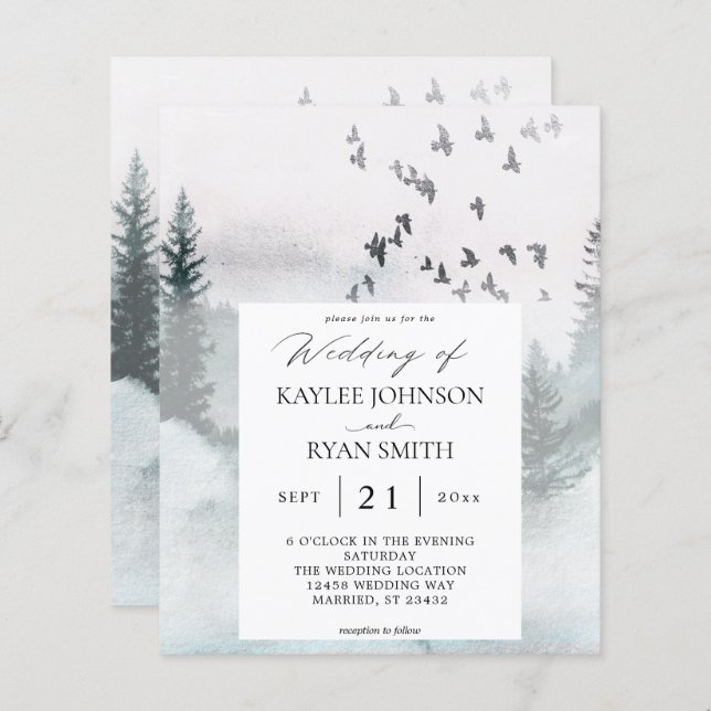 Natureza do Orçamento Floresta e Aves 2 Casamento (Frente/Verso)