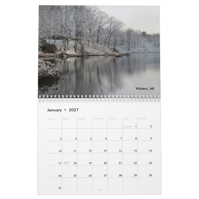Natureza no calendário de Michigan (Jan 2027)