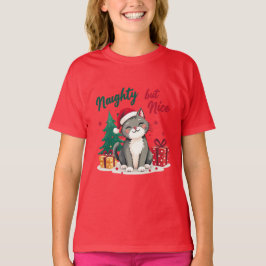 Naughty But Nice Cat Christmas T-shirt