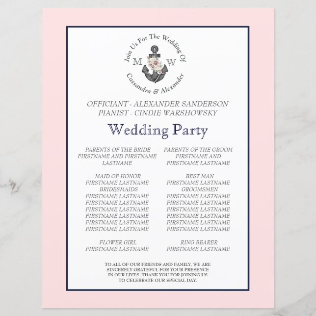 Náutica Náutica De Âncora Floral Marinho Azul (Verso)