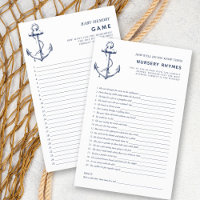 Nautical Anchor Double Sided Baby Shower Games