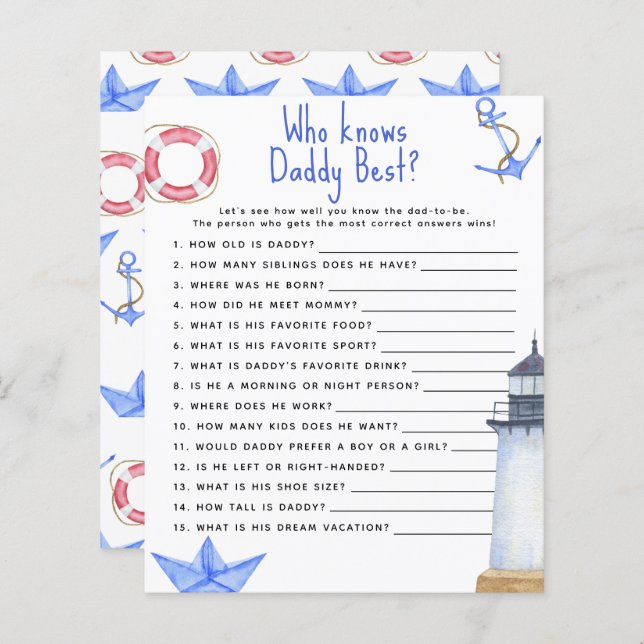 Náutico - Jogo que conhece melhor o pai (Frente/Verso)