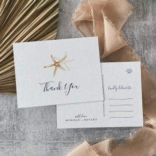 Náutico Moderno Starfish Obrigado Cartão Postal