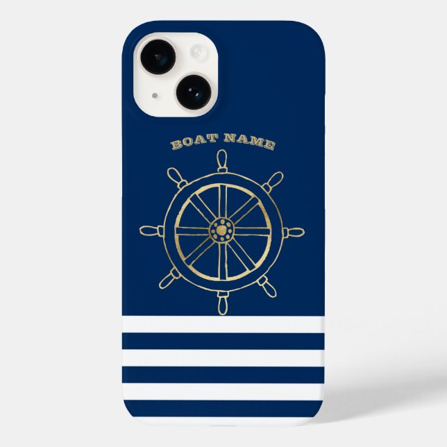 Náutico, Roda de Barco Dourada, Listras Azul-Marin (Verso)
