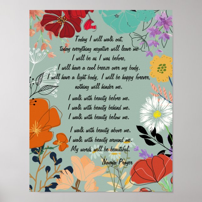 Navajo Prayer Caminha Na Bela Poster (Frente)