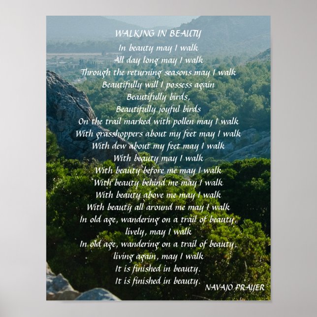 Navajo Prayer Walk in Beauty Poster (Frente)