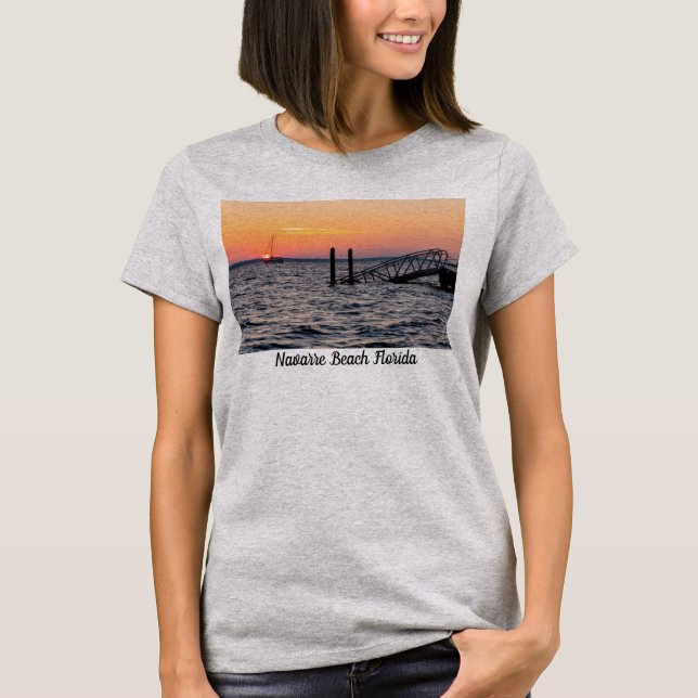 Navarre Florida Papais noeis Rosa Sunrise T-Shirt (Frente)