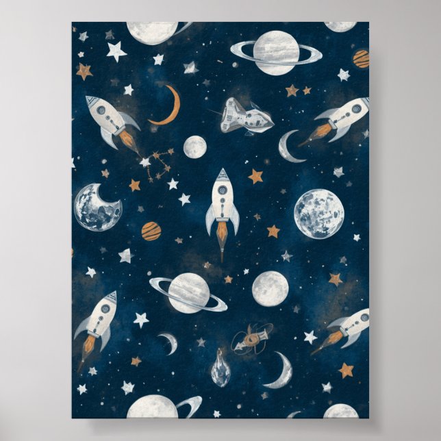 Nave Espacial | Foguete | Arte de Parede Poster |  (Frente)