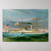 Navio a vapor "Erie" - Poster de arte norte-americ