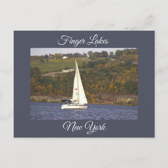 Navio à vela em um cartão postal lago (Frente)