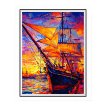 Navio Alto do Pôr do Sol Ardente – Impressão Color