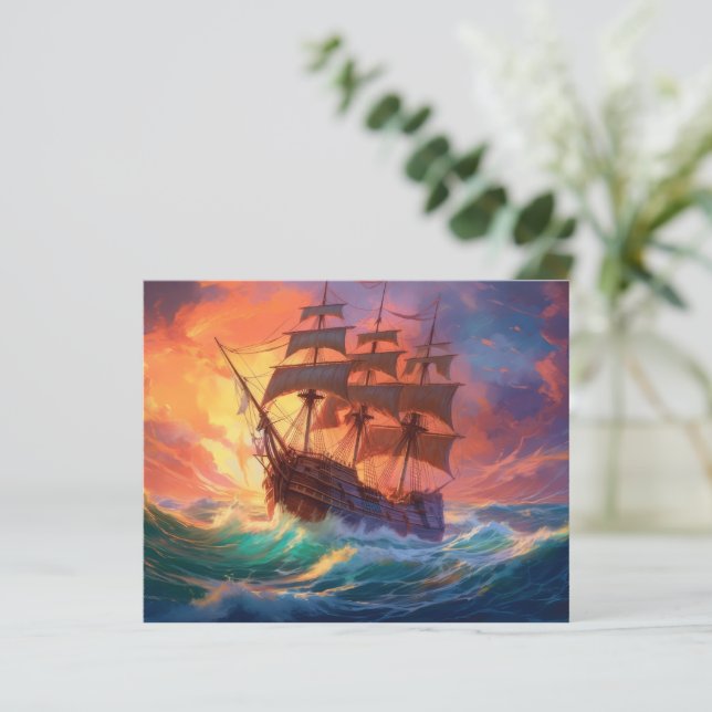 Navio De Velas Em Um Mar Tempestade (Em pé/Frente)