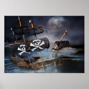 NAVIO do FANTASMA do PIRATA do papel de poster