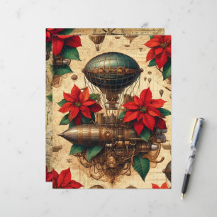 Navio Festivo Steampunk com Poinsettia Florals