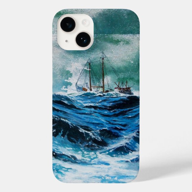 Navio no mar em tempestade / Marinho azul (Verso)