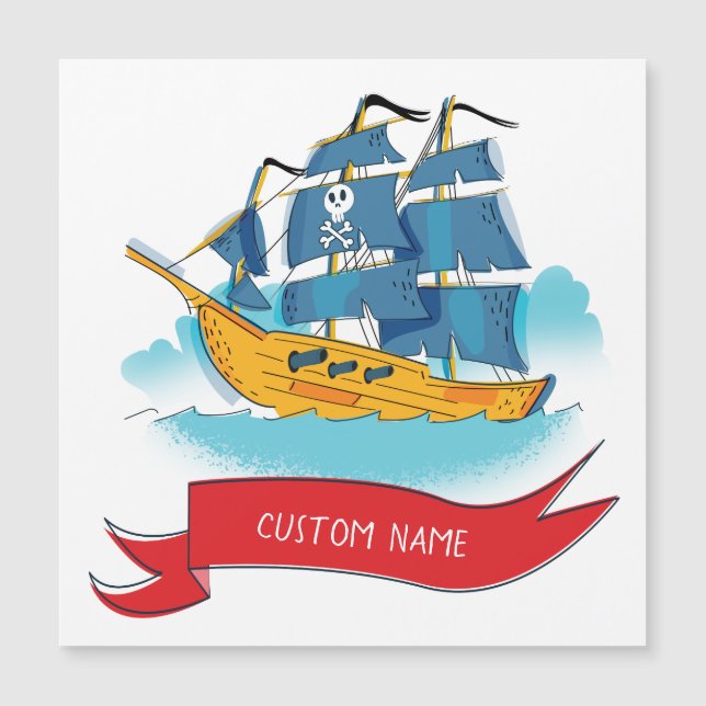 Navio Pirata de Desenho Animado Fofo com texto per (Frente)
