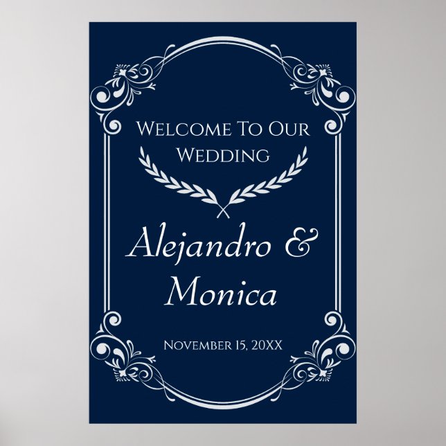 Navy Blue and Gray Modern Welcome Poster 1 of 3 (Frente)