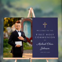 Navy Blue Boy Photo First Communion Welcome