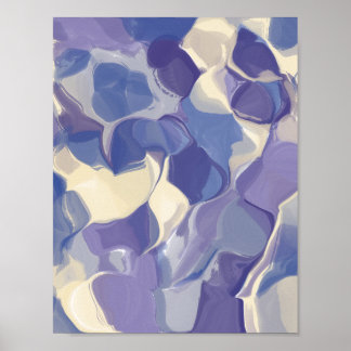 Navy Blue Cream Abstract Organic Shapes Poster