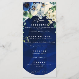 Navy Blue Floral Wedding Menu