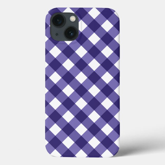 Navy blue gingham Case-Mate iPhone case (Verso)