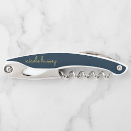 Navy Blue Gold Script  | Stylish Monogram Modern