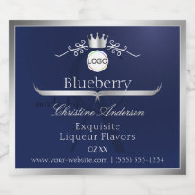 Navy Blue Product Label Silver Frame Logo Monogram