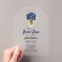 Navy Blue Ranunculus Mason Jar Bridal Shower