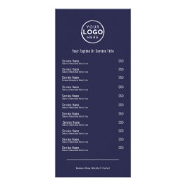 Navy Blue Services Menu Rack Card