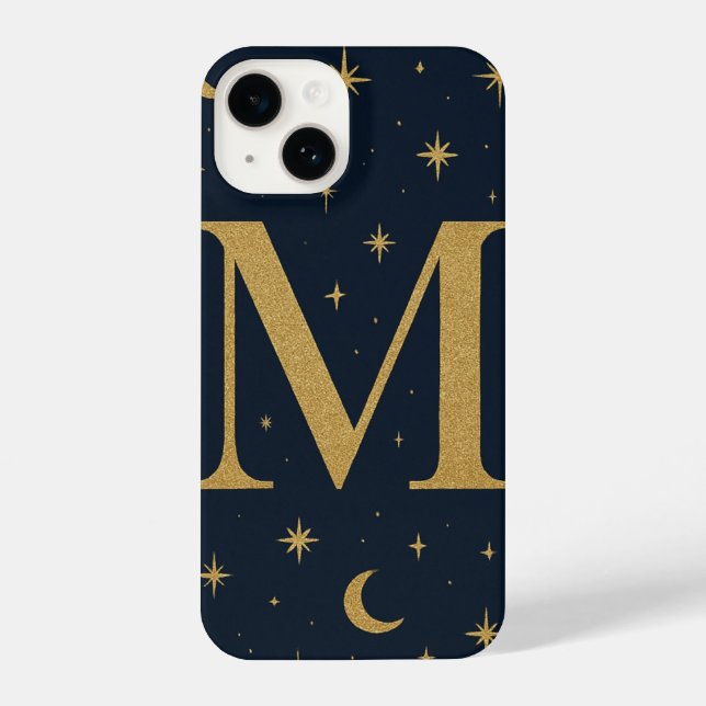 ✨ Navy Blue Starry Phone Case with Bold M Letter – (Verso)