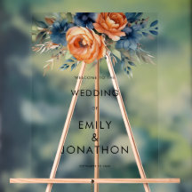 Navy Burnt Orange Florals Welcome Wedding 
