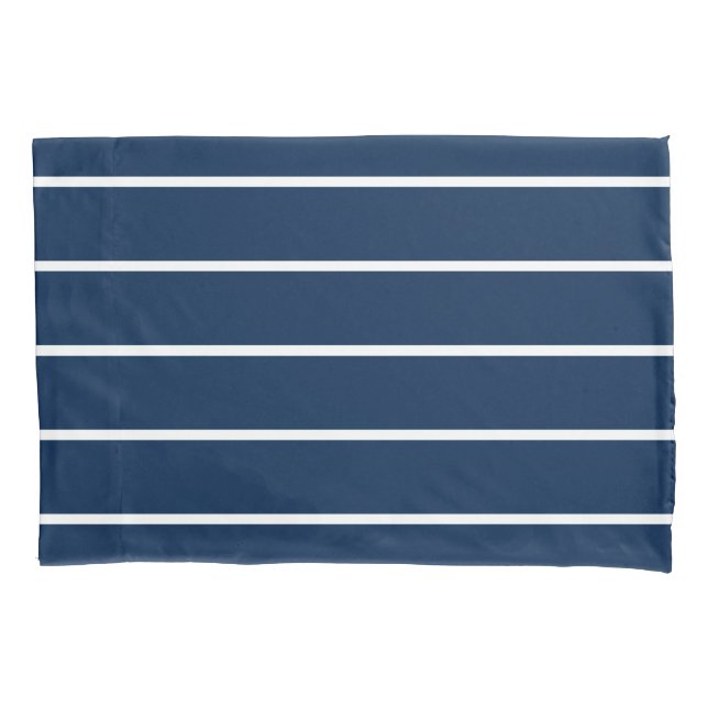 Navy Dark Blue Stripes Pillowcase (Frente)