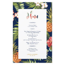 Navy & Dourado | Cartão de Menu de Casamento de Ve