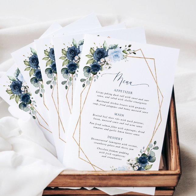 Navy Flowers, Blue Flowers, Bridal Shower Menu (Criador carregado)