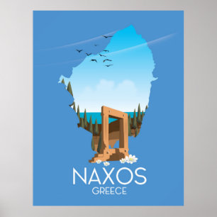 Naxos Mapeiam o poster de viagens grego.