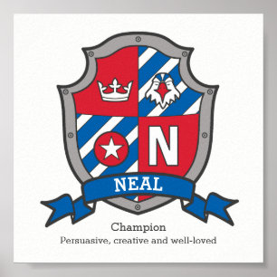 Neal boys name significa heraldry shield poster