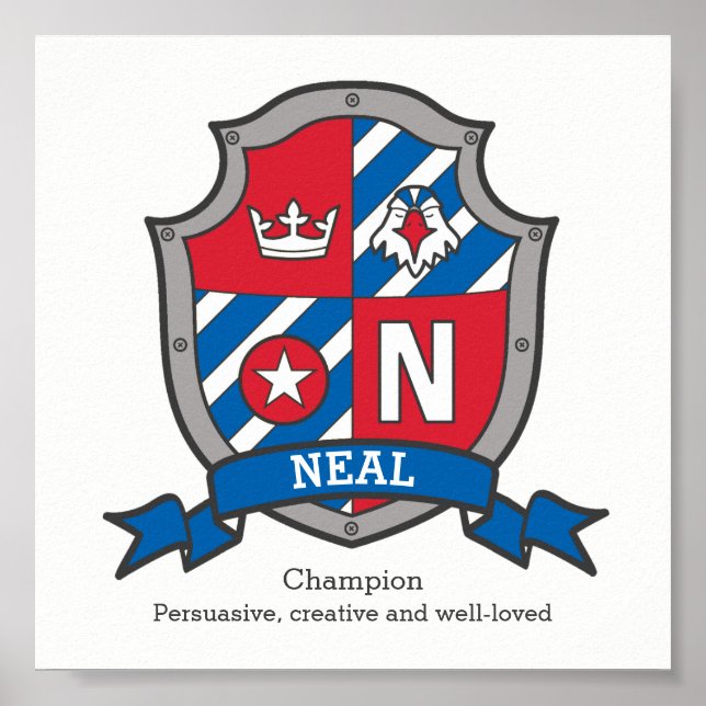 Neal boys name significa heraldry shield poster (Frente)