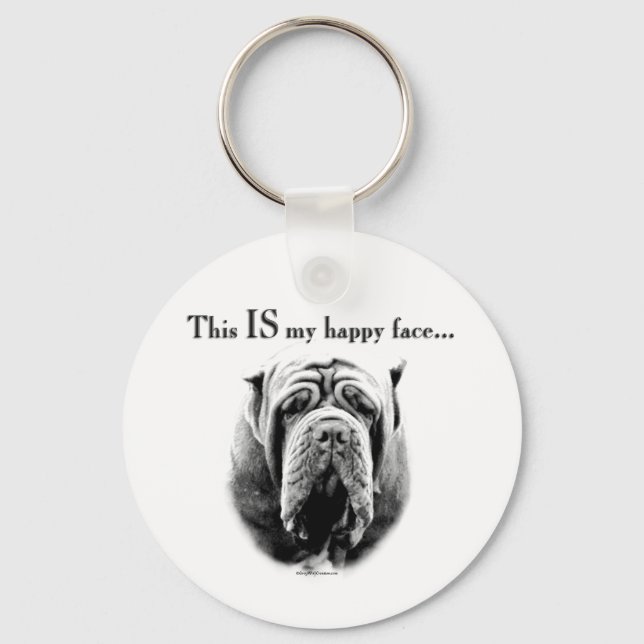 Neapolitan Mastiff Happy Face Chaveiro (Frente)