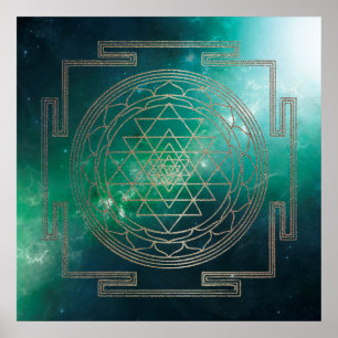 Nebulosa Verde Sri Yantra - Poster