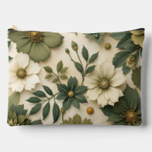 Necessaire padrão flores verdes