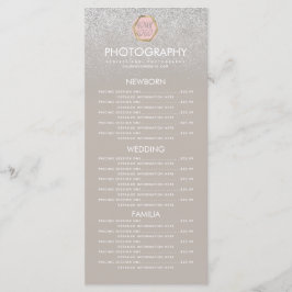 Negócios de Fotografia Brilho Prata Menu do Seu Lo