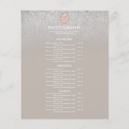 Negócios de Fotografia Brilho Prata Menu do Seu Lo