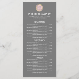 Negócios de Fotografia Seu Logotipo Menu Cinza