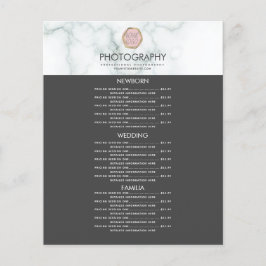 Negócios de Fotografia Seu Logotipo Menu de Mármor