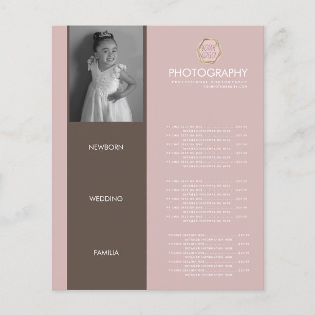 Negócios de Fotografia Seu Logotipo Menu Terroso (Frente)