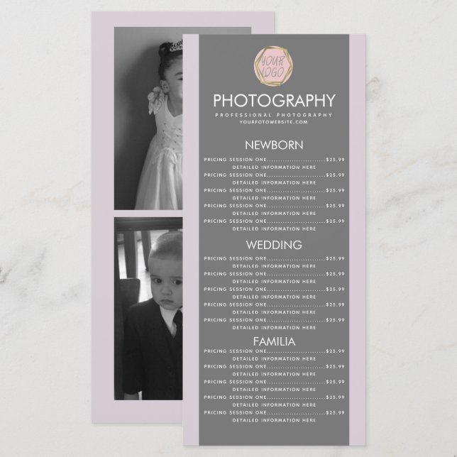 Negócios de Fotografia Seu Logotipo Menu Tom Terra (Frente/Verso)