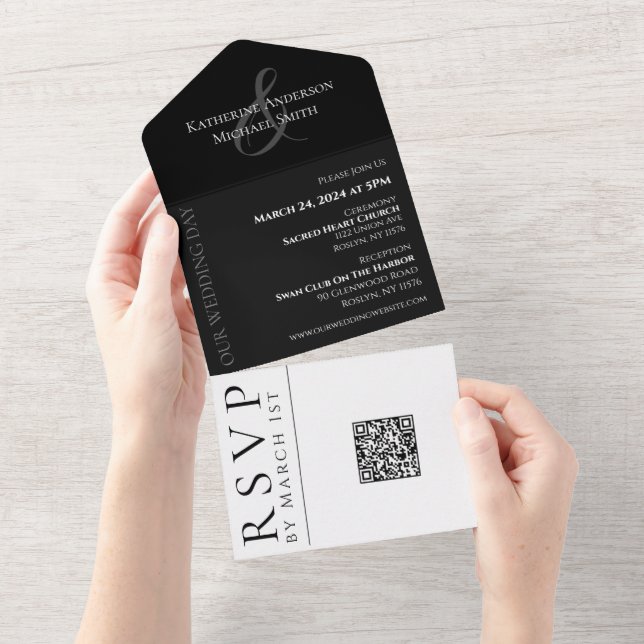 Negra e Casamento Branco Simples Moderno- (Aba destacável)
