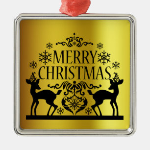 Negra Faux Dourado Ornamento de Metal de Natal Mer